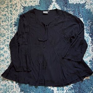 Black Embroidered Boho Blouse